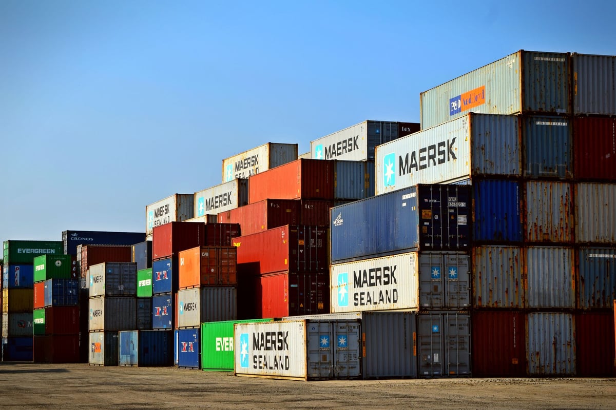 Cargo terminal representing international logistics handoffs